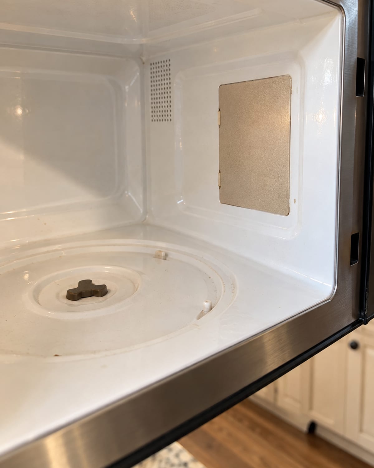 Built-in wall microwave with the trim kit removed for service in Huntington, WV